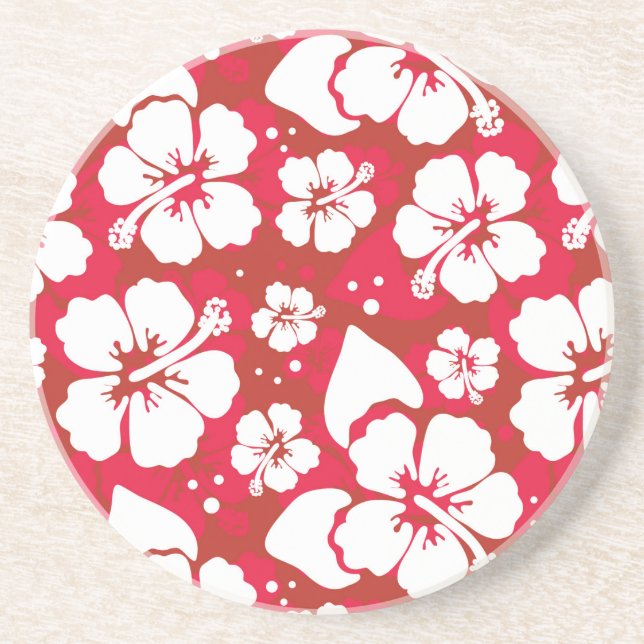 Hibiscus Flowers Pattern Coaster (Front)