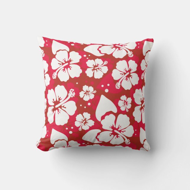 Hibiscus Flowers Pattern Cushion (Front)