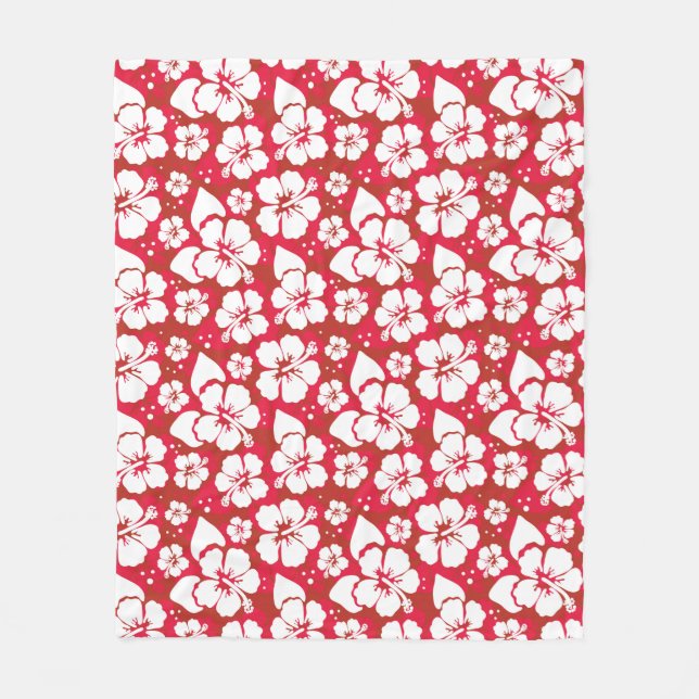 Hibiscus Flowers Pattern Fleece Blanket (Front)