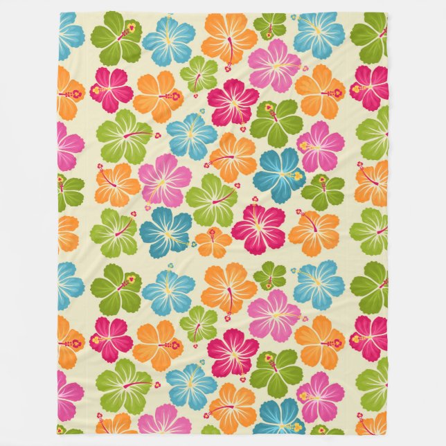 Hibiscus Flowers Pattern Fleece Blanket (Front)