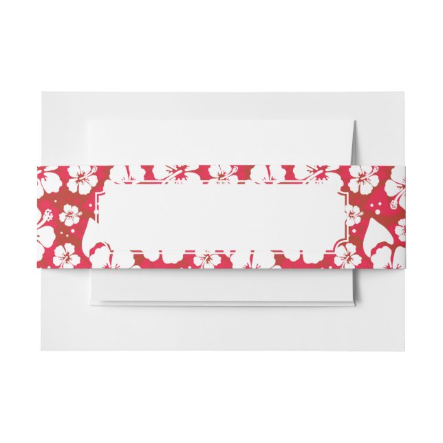 Hibiscus Flowers Pattern Invitation Belly Band (Front Example)