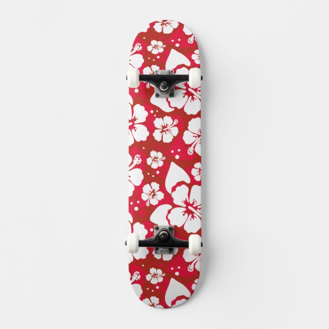 Hibiscus Flowers Pattern Skateboard (Front)