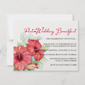 Hibiscus Flowers Post-Wedding Breakfast or Brunch Invitation
