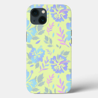 Hibiscus flowers purple blue Yellow pattern iPhone 13 Case