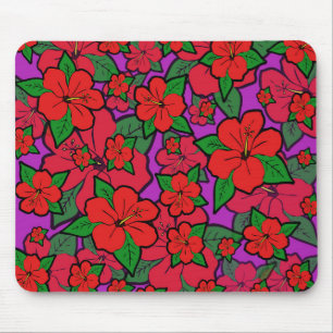 Hibiscus Flowers Purple Mouse Mat