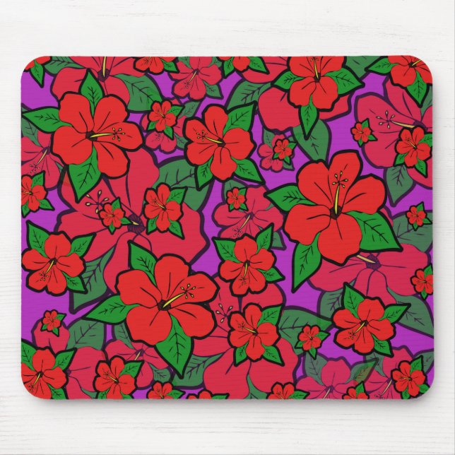 Hibiscus Flowers Purple Mouse Mat (Front)