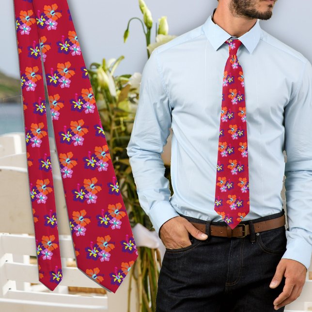Hibiscus Flowers Red Grooms tie (Creator Uploaded)