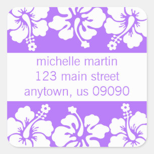 Hibiscus Flowers Return Address Label (Purple)