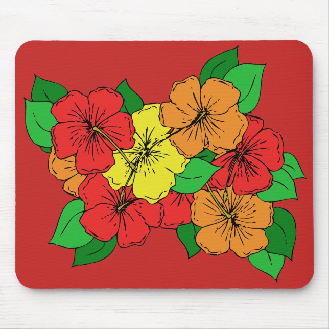 Hibiscus Flowers ROY Mouse Mat (Front)