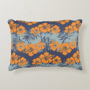 Hibiscus flowers seamless pattern,Vintage floral w Decorative Cushion