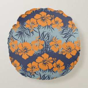 Hibiscus flowers seamless pattern,Vintage floral w Round Cushion