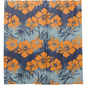 Hibiscus flowers seamless pattern,Vintage floral w Shower Curtain