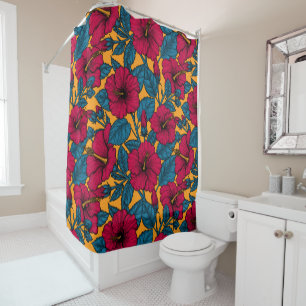 Hibiscus flowers shower curtain