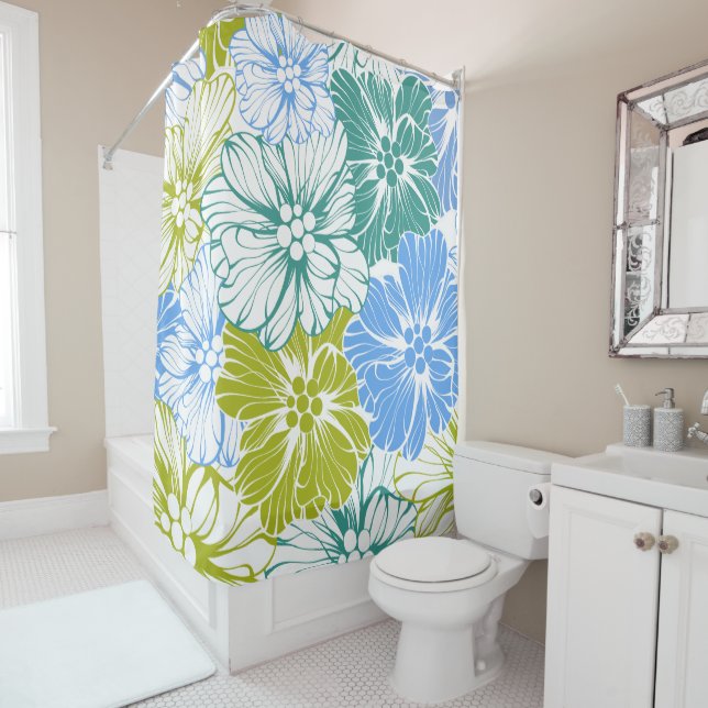 Hibiscus Flowers Shower Curtain (In Situ)