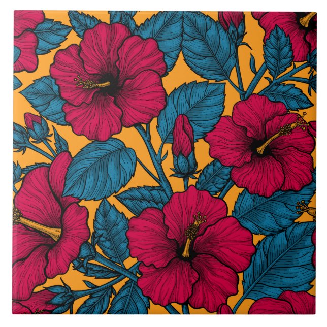 Hibiscus flowers tile (Front)