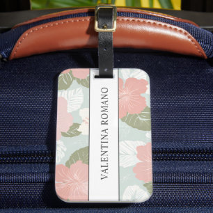 Hibiscus Flowers Tropical Botanical Personalised Luggage Tag