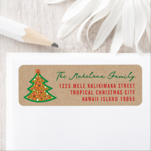 Hibiscus Flowers Tropical Christmas Address Labels