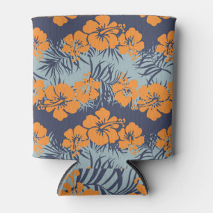 Hibiscus Flowers: Vintage Floral Wallpaper Can Cooler