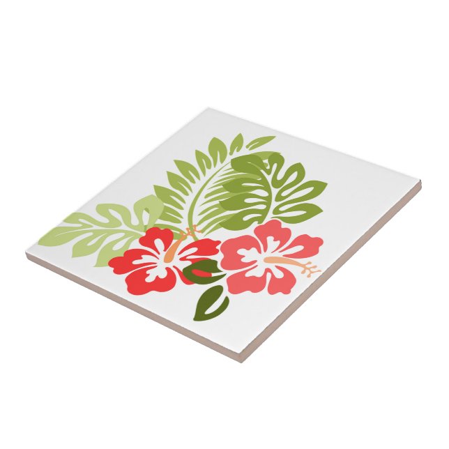 Hibiscus Flowers w/Greens; Style1:Right Facing Tile (Side)