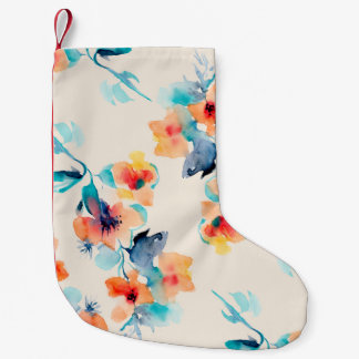 Hibiscus Flowers: Watercolor Illustration Pattern Small Christmas Stocking