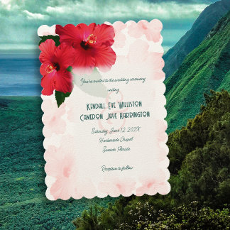 Hibiscus Flowers Wedding Invitation Template