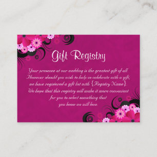 Hibiscus Fuchsia Mini Wedding Gift Registry Enclosure Card