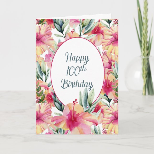 Hibiscus Garden for 100th Birthday Card (Front)