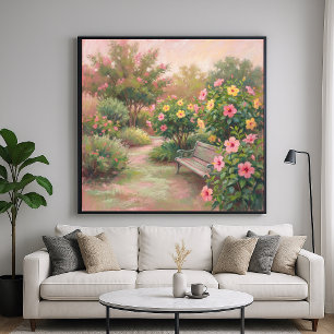 Hibiscus Garden - Pastel Painting Style Poster