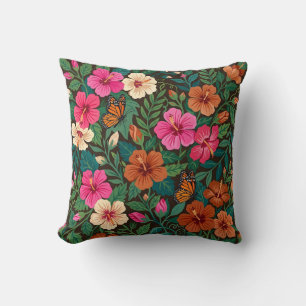 Hibiscus Garden Throw Pillow – Colourful Butterfly