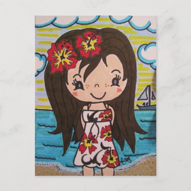 Hibiscus Girl Postcard (Front)