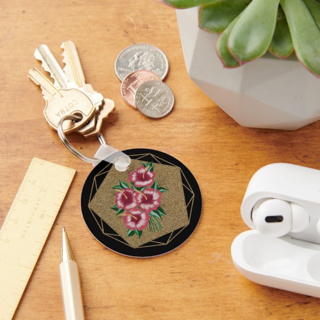 Hibiscus gold  key ring (Desk)