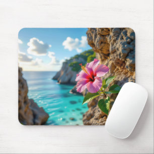 Hibiscus Growing in a Rocky Cliff Mouse Mat