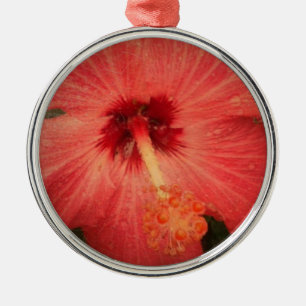 Hibiscus Grunge Zoomed into Centre of Flower Metal Tree Decoration