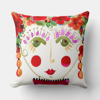 Hibiscus - Gypsy Garden Girl Cotton Pillow