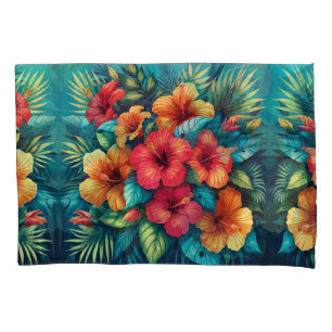 Hibiscus Harmony: A Tropical Tapestry Pillow Cove Pillowcase