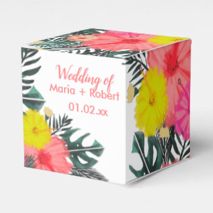 Hibiscus Hawaii Tropical Hand Drawn Bright Wedding Favour Box