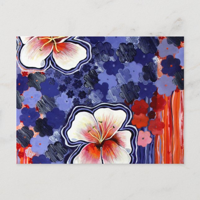 Hibiscus Hawaiian Abstract Floral Postcard (Front)