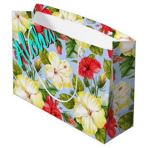 Hibiscus Hawaiian Tropical Floral Large Gift Bag