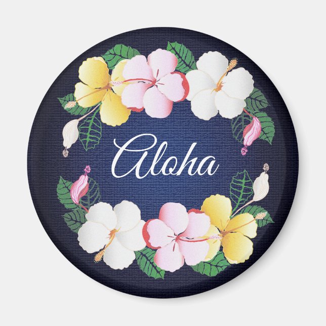 Hibiscus Hawaiian Tropical Floral Magnet (Front)