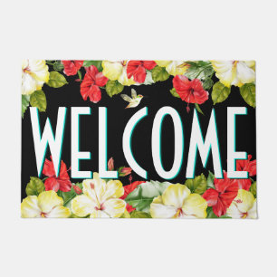 Hibiscus Hawaiian Tropical Welcome Doormat