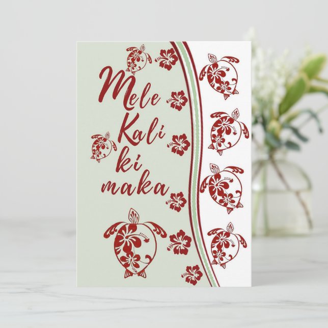 Hibiscus Honu Mele Kalikimaka Greeting Card (Standing Front)