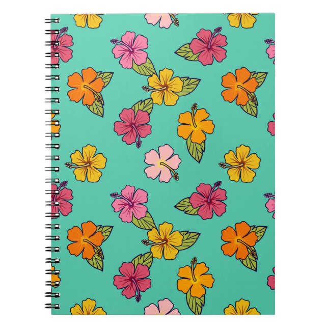 Hibiscus Hula Notebook - Turquoise (Front)