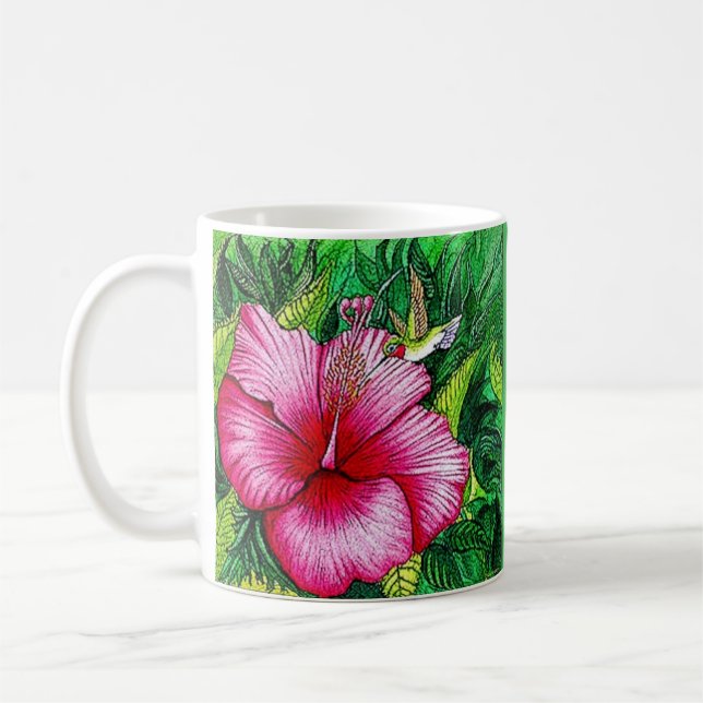 Hibiscus Hummingbird Mug (Left)