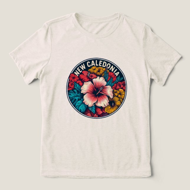 Hibiscus in New Caledonia Tri-Blend Shirt (Design Front)