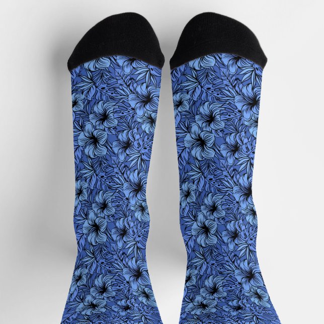 Hibiscus in Purple Pattern Socks (Top)