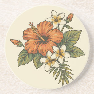 Hibiscus Island Hawaiian Motif - Reversible Scenic Coaster