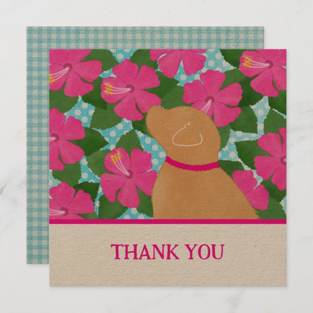 Hibiscus Island Yellow Dog Thank You Cards (Front/Back)