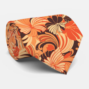 Hibiscus Jungle Floral Hawaiian Two-sided Printed Tie