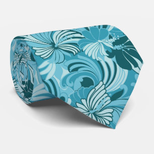 Hibiscus Jungle Floral Hawaiian Two-sided Printed Tie