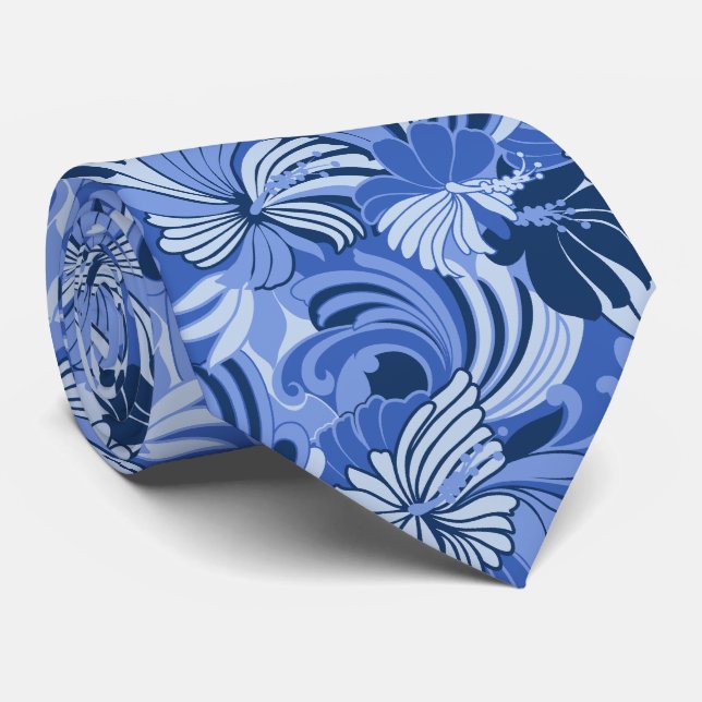 Hibiscus Jungle Floral Hawaiian Two-sided Printed Tie (Rolled)